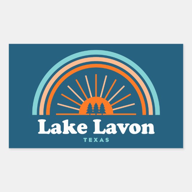 Lake Lavon Texas Rainbow Rectangular Sticker (Front)