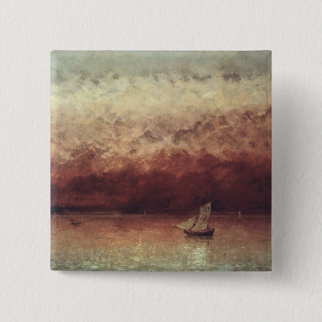 Lake Leman with Setting Sun, c.1876 15 Cm Square Badge (Front)