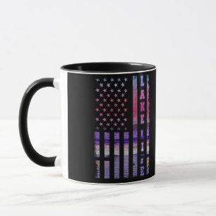 Lake Life American Flag Dock Sunset Wakeboarder Mug