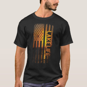 Lake Life American Flag Wakeboarder Powerboat 4th  T-Shirt