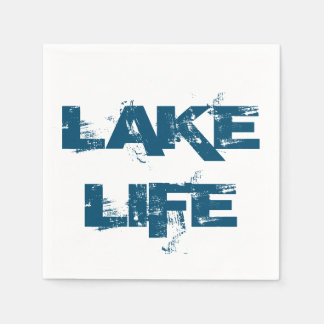Lake Life Blue Distressed Font Napkin