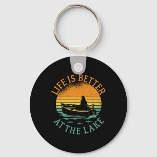 Lake Life Boating Fishermen Kayaking Sailing Capta Key Ring