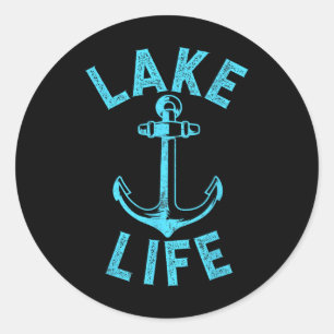 Lake Life Boating Fishing Kayaking Sailing Captain Classic Round Sticker