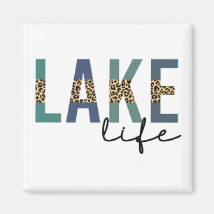 Lake Life Cheetah Print Typography Magnet