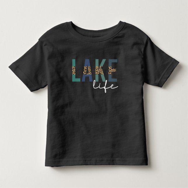 Lake Life Cheetah Print Typography Toddler T-Shirt (Front)