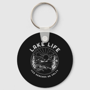 Lake Life Cuz Beaches Be Salty Retro Vintage Lake  Key Ring