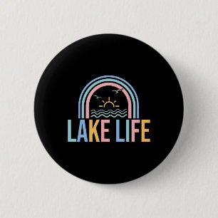 Lake Life Fisherman Retro Groovy Fishing Lake Love 6 Cm Round Badge