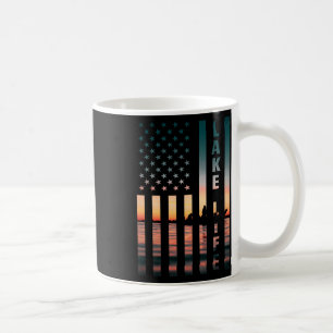 Lake Life Fisherman Sunset American Flag B Fishing Coffee Mug