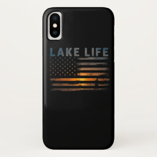 Lake Life Fisherman Sunset American Flag Bass Fish Case-Mate iPhone Case