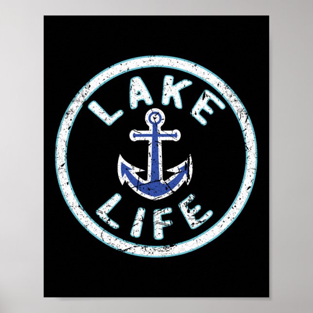 Lake Life Fishing Boating Saying Fisherman Vacatio Poster (Front)