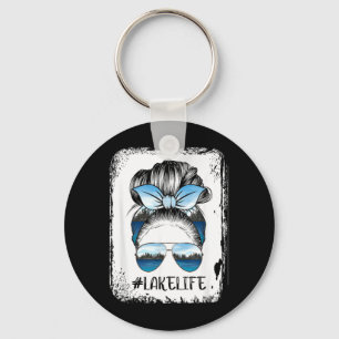 Lake Life Hair Girl Sunglasses Retro Lake Summer Key Ring