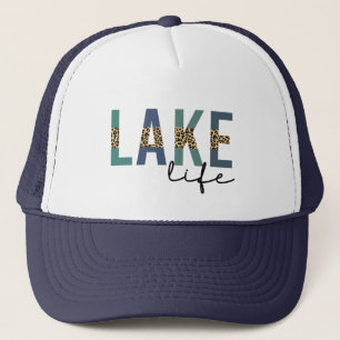 Lake Life Happy Place Lake House CheetahTypography Trucker Hat