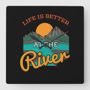 Lake - Life Is Better On The River Square Wall Clock