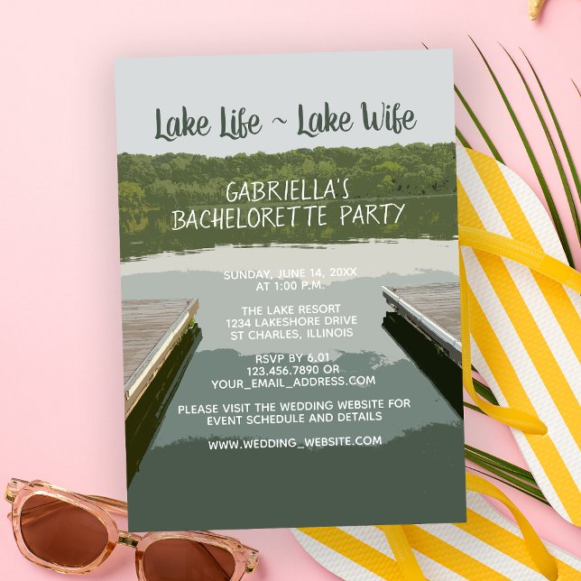 Lake Life - Lake Life Boat Dock Bachelorette Party Invitation (Creator Uploaded)