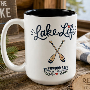 Lake Life Oars Deerwood Lake Two-Tone Coffee Mug