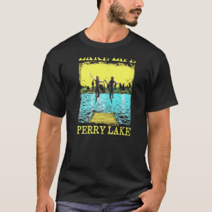 Lake Life Perry Lake Swimming Kansas Swimmer Campi T-Shirt
