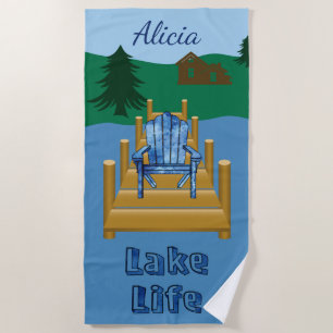 Lake Life Personalised Beach Towel