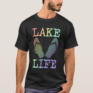Lake Life Rainbow Flip Flop Summer Vacation T-Shirt