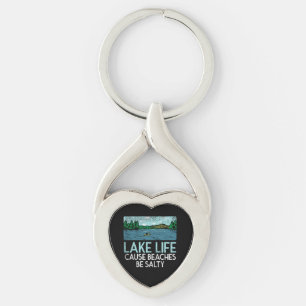 Lake Life Salty Beaches Key Ring
