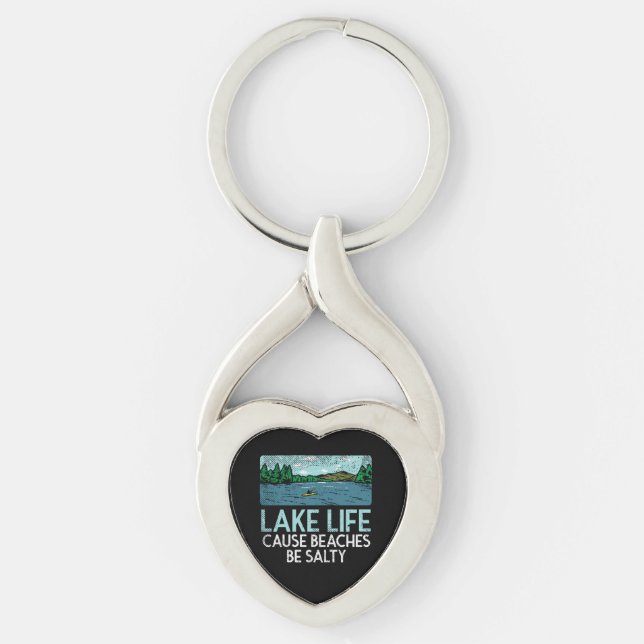 Lake Life Salty Beaches Key Ring (Front)
