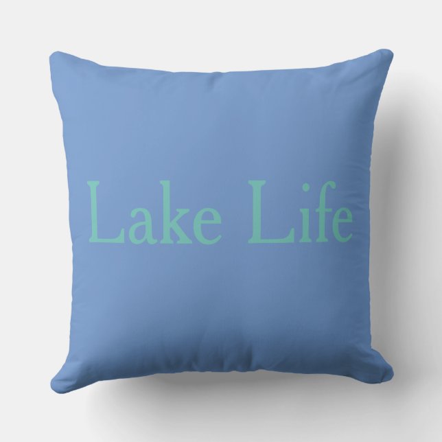 Lake life simple letters on cool tones cushion (Back)