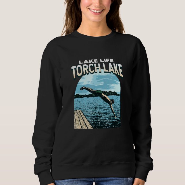 Lake Life Torch Lake Swimming Michigan Swimmer Swi Sweatshirt (Front)