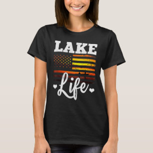 Lake Life Usa American Flag Themed Outdoor And Fis T-Shirt