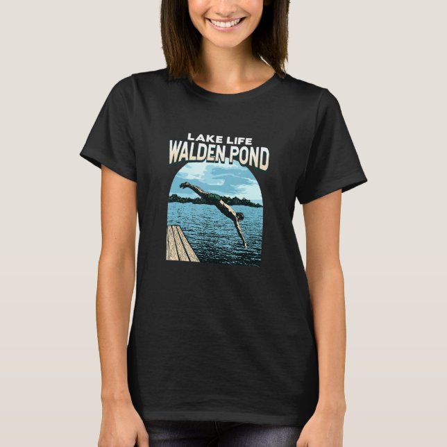 Lake Life Walden Pond Swimming Massachusetts Swimm T-Shirt (Front)