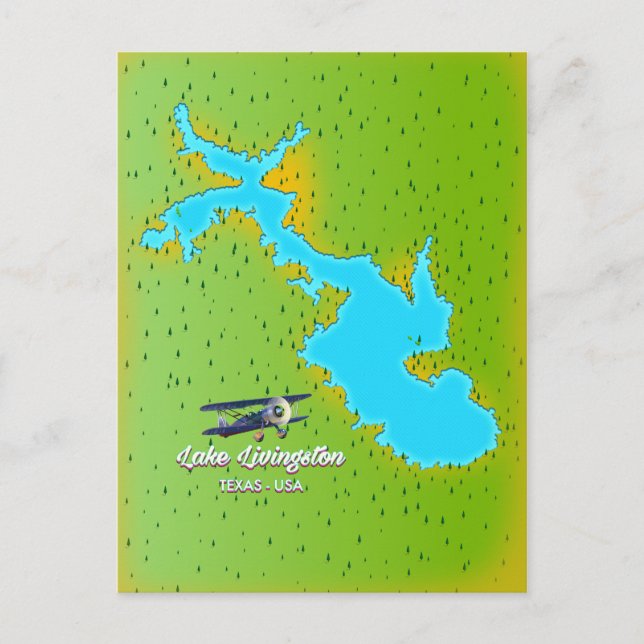 lake livingston Texas map Postcard (Front)