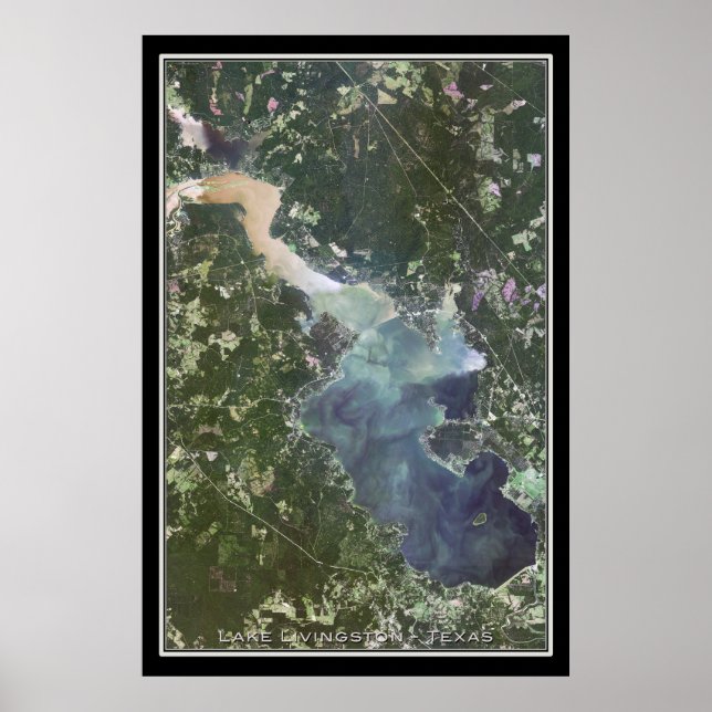 Lake Livingston Texas Satellite Poster Map (Front)
