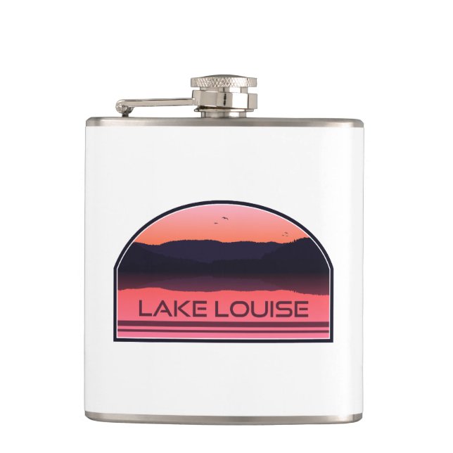 Lake Louise Banff National Park Red Sunrise Hip Flask (Front)