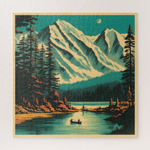 Lake Louise Banff National Park Retro Travel Jigsaw Puzzle