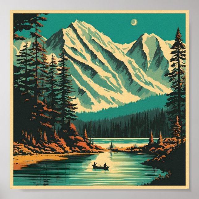 Lake Louise Banff National Park Retro Travel Poster (Front)