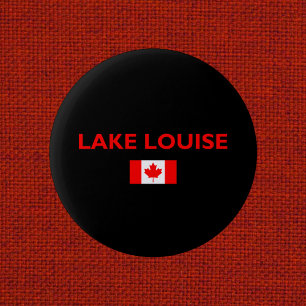 Lake Louise Canada Canadian Flag Dark Colour 6 Cm Round Badge
