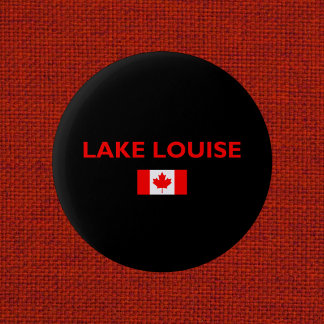 Lake Louise Canada Canadian Flag Dark Colour 6 Cm Round Badge