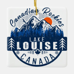 Lake Louise Canada Vintage Retro Sunset Souvenir Ceramic Ornament