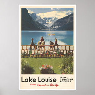 Lake Louise Travel Poster Fishing Art Retro Canada
