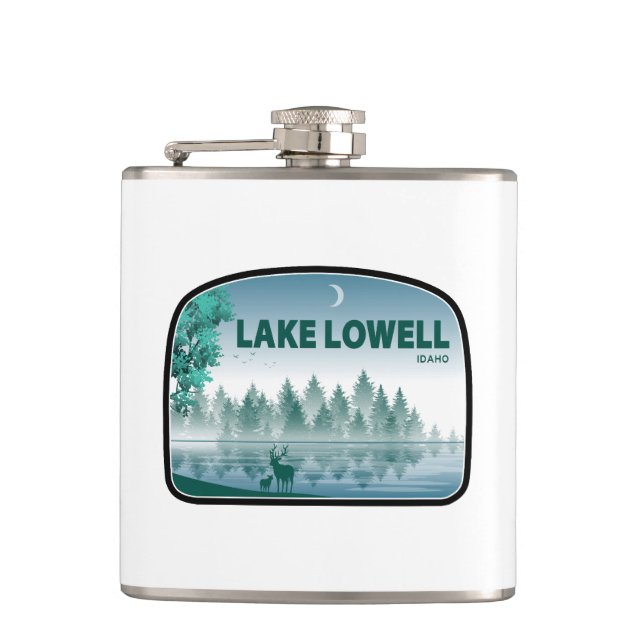 Lake Lowell Idaho Deer Hip Flask (Front)