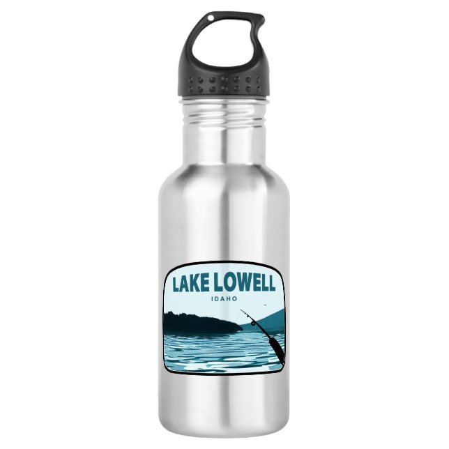 Lake Lowell Idaho Fishing Rod 532 Ml Water Bottle (Front)