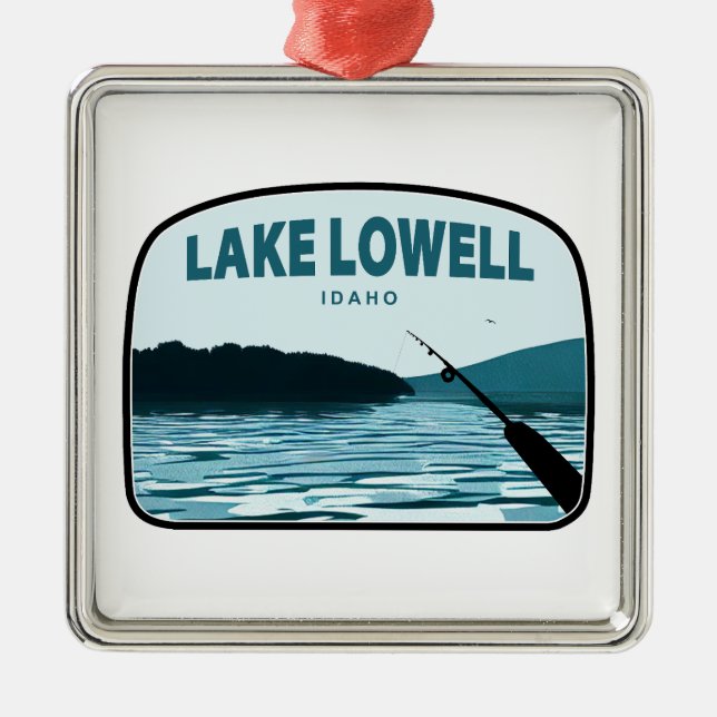 Lake Lowell Idaho Fishing Rod Metal Ornament (Front)