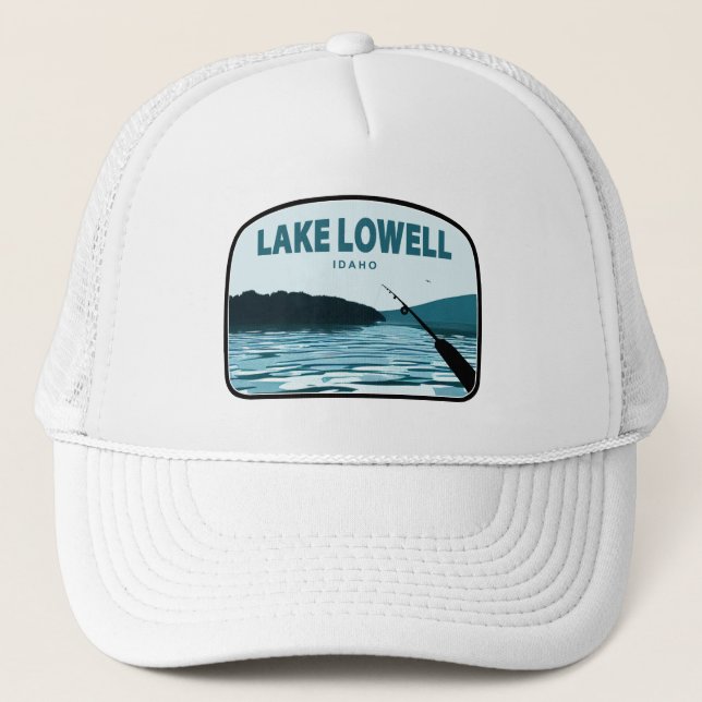 Lake Lowell Idaho Fishing Rod Trucker Hat (Front)