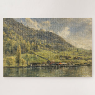 Lake Lucerne Swiss Alpine Chalet Art Puzzle