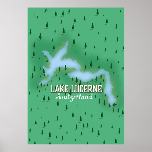 Lake Lucerne Switzerland travel poster map (Front)