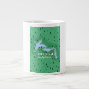 Lake Lucerne Switzerland travel poster map Large Coffee Mug
