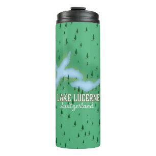 Lake Lucerne Switzerland travel poster map Thermal Tumbler