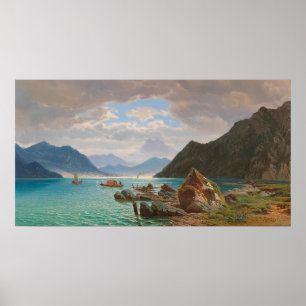Lake Lugano[1859] by François Roffiaen (1820–1898) Poster