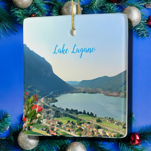Lake Lugano  - painting Ceramic Ornament