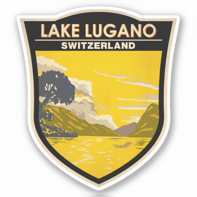 Lake Lugano Switzerland Travel Art Vintage (Front)