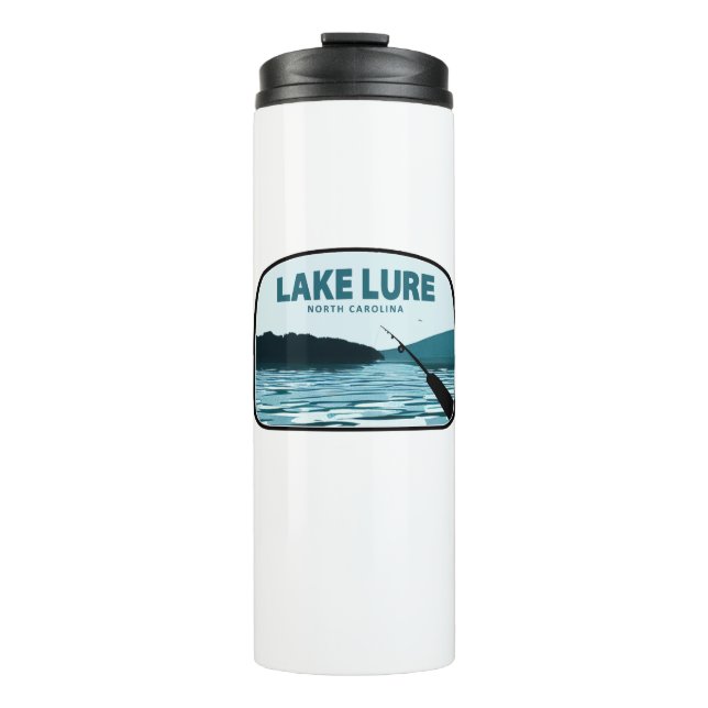 Lake Lure North Carolina Fishing Rod Thermal Tumbler (Front)
