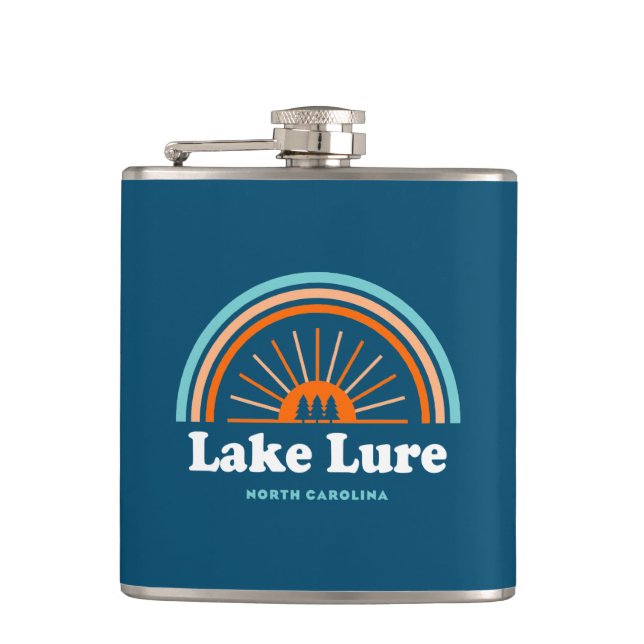 Lake Lure North Carolina Rainbow Hip Flask (Front)